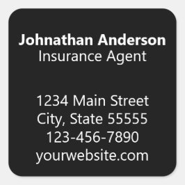 Adesivo Quadrado Agente de Seguro Promocional Preto e Branco