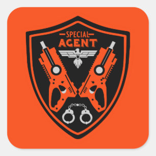 Adesivo Quadrado Agente Especial Kid