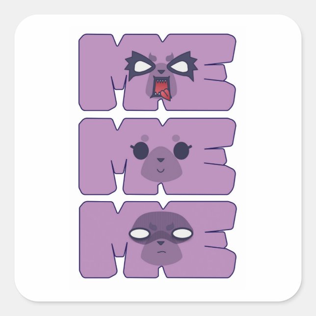 Adesivo Quadrado Aggrestuko! Faces Sticker (Frente)