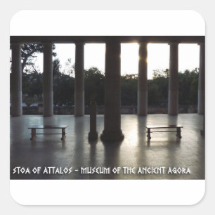 Adesivo Quadrado Ágora Antiga de Atenas, Grécia. Stoa of Attalos