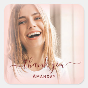 Adesivo Quadrado Agradecer Nome Pêssego Quadro Foto Noiva Sweet16