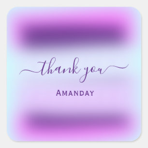 Adesivo Quadrado Agradecer Nome Rosa Holográfico  Noiva Sweet16th