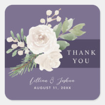 Agradecimento de Casamento Floral Branco de Invern