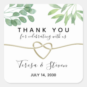 Adesivo Quadrado Agradecimento de Casamento SiEucalyptus Greenery