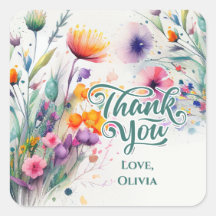 Agradecimento de Flores Silvestres em Aquarela