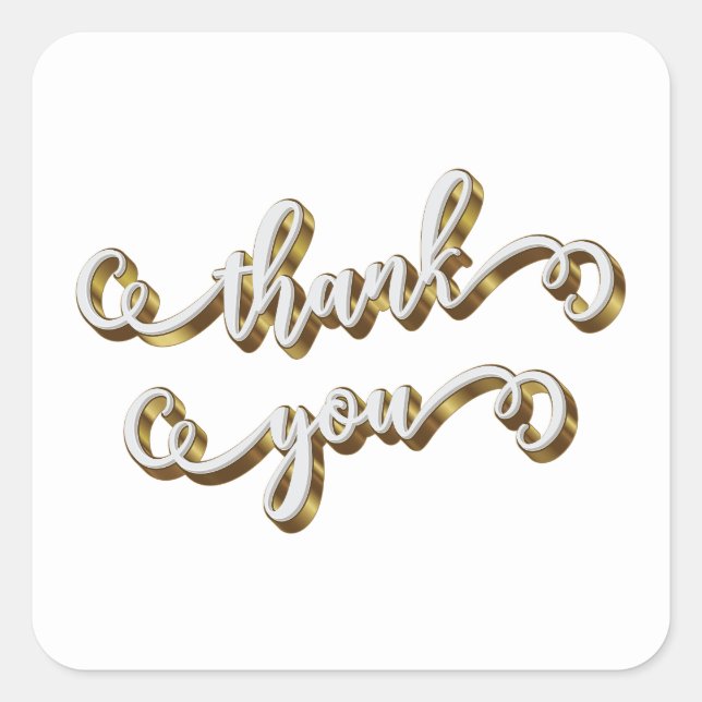 Adesivo Quadrado Agradecimento de Tipografia Moderna a Ouro  (Frente)