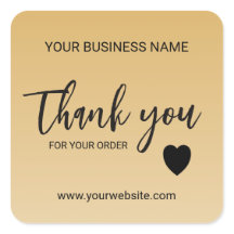 Adesivo Quadrado Agradecimento Empresa Dourado