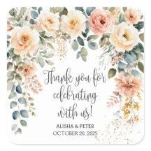 Agradecimento Plano de Aquarela Floral Rosado