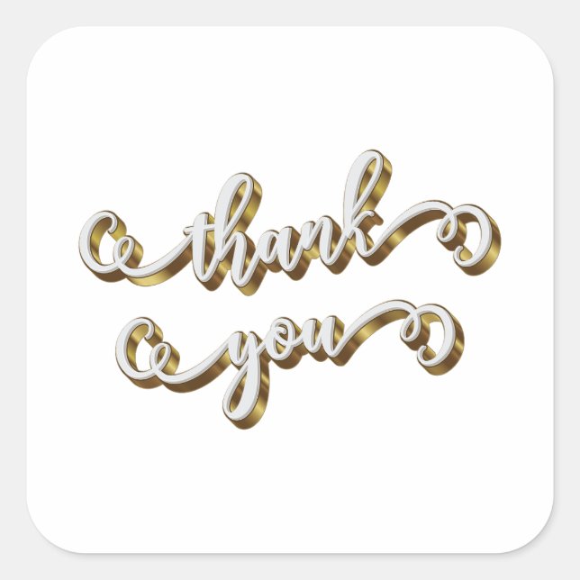 Adesivo Quadrado Agradecimento Tipografia Ouro Moderno  (Frente)