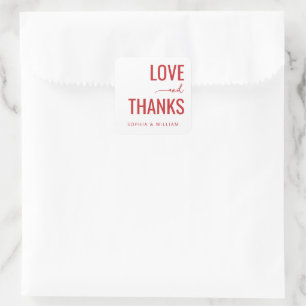 Adesivo Quadrado Agradecimentos de Amor Vermelho Sincero