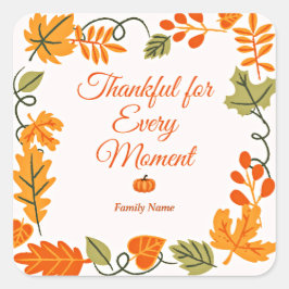 Adesivo Quadrado Agradeço a cada momento - Nome personalizado da fa