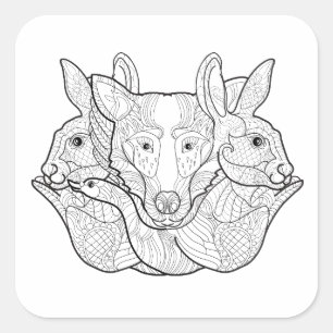 Adesivo Quadrado Agrupamento de Rótulo Animal