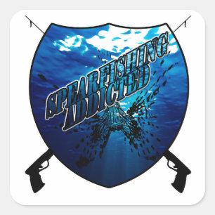 Adesivo Quadrado Água de pesca do logotipo     de Spearfishing