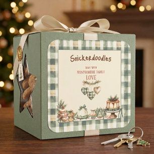 Adesivo Quadrado Água-forte Natal Personalizado Feito Com Amor Famí