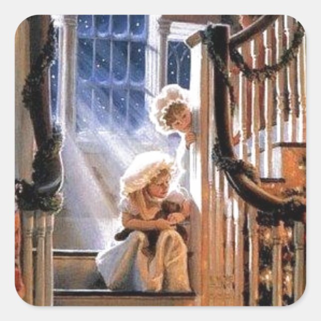 Adesivo Quadrado Aguardando Papais noeis (Frente)