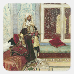 Adesivo Quadrado Aguardando uma audiência (óleo no painel)