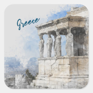 Adesivo Quadrado Águas da antiga coloração ruínas em Atenas, Grécia