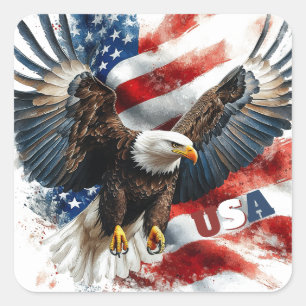 Adesivo Quadrado Águia Americana Patriótica – Bandeira Americana Ou