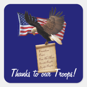 Adesivo Quadrado Águia, bandeira dos EUA, Liberdade e Autocolantes