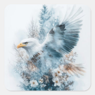 Adesivo Quadrado Águia Eoral em Floresta Sonhenta