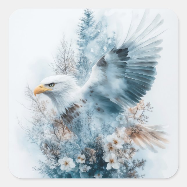 Adesivo Quadrado Águia Eoral em Floresta Sonhenta (Frente)