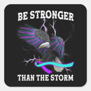 Adesivo Quadrado Águia Eu Visto Teal E Suicídio Roxo