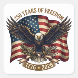 Adesivo Quadrado Águia Patriótica de 250 Anos de Liberdade American