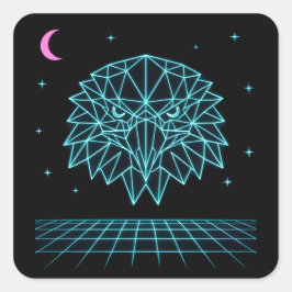 Adesivo Quadrado Águia Retro Synthwave - Predador Voador Neon