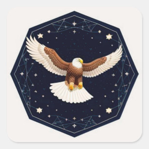Adesivo Quadrado Águia Voando no Céu Estrelado Presente do Espírito