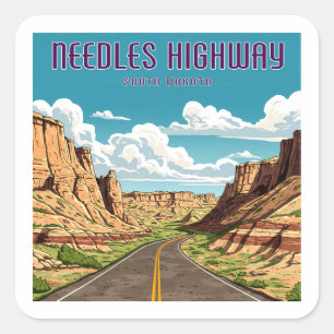 Adesivo Quadrado Agulha Highway South Dakota Landscape