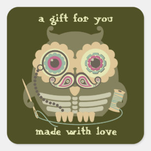 Adesivo Quadrado Agulha sewing do bigode de esqueleto do steampunk