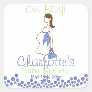 Adesivo Quadrado AH GAROTO! Azul Silhouette Baby Sprinkle
