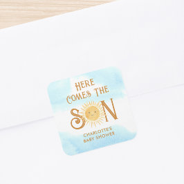 Adesivo Quadrado Aí vem o Chá de fraldas do Filho