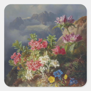 Adesivo Quadrado Ainda com Flores Alpinas - Andreas Lach