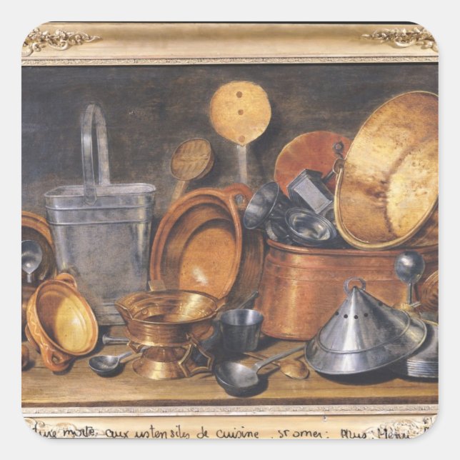 Adesivo Quadrado Ainda com os utensílios de cozinha (Frente)
