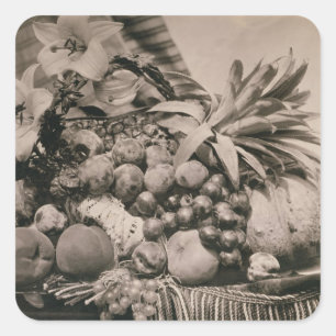 Adesivo Quadrado Ainda vida com fruta, 1860 (foto do sepia)