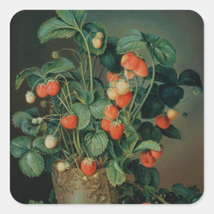 Adesivo Quadrado Ainda vida com morangos