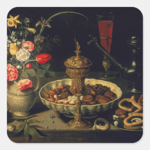 Adesivo Quadrado Ainda vida das flores e dos frutos secos, 1611
