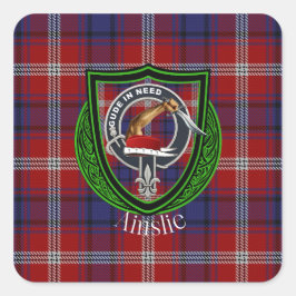 Adesivo Quadrado Ainslie Scottish Clan Tartan & Crest