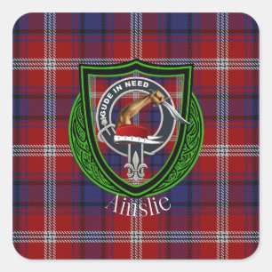 Adesivo Quadrado Ainslie Scottish Clan Tartan & Crest