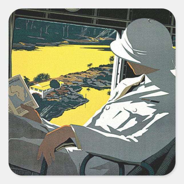 Adesivo Quadrado Air Afrique: Visitez L'Afrique en Avion (Frente)