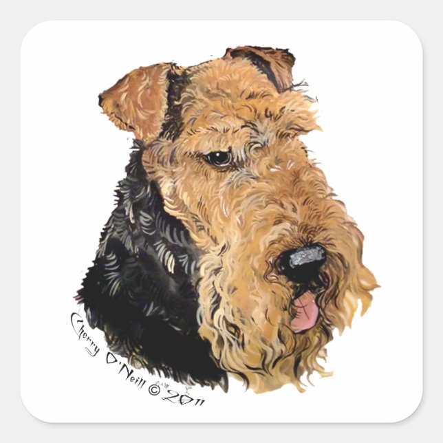 Adesivo Quadrado Airedale Terrier (Frente)