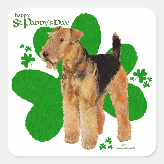 Adesivo Quadrado Airedale Terrier St Paddy (Frente)
