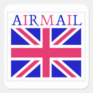 Adesivo Quadrado Airmail Union Jack Flag