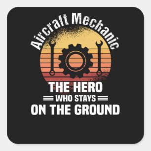 Adesivo Quadrado Airplane Mechanic Aircraft Engineer Engineer