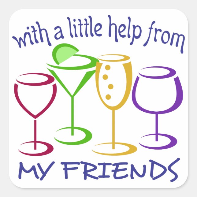 Adesivo Quadrado Ajuda dos meus amigos (Frente)