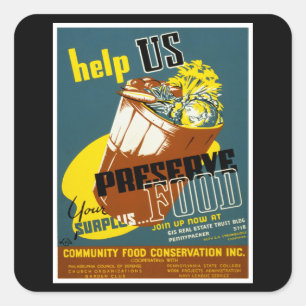 Adesivo Quadrado Ajude-nos a preservar a Comida