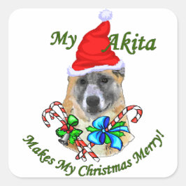 Adesivo Quadrado Akita Christmas