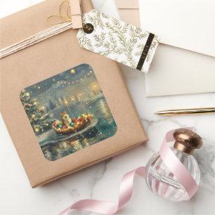 Adesivo Quadrado Akita Christmas Festiage Voyage