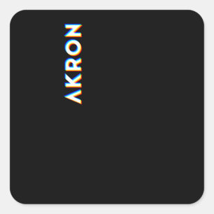 Adesivo Quadrado Akron Ohio CMYK Tipo Glitch